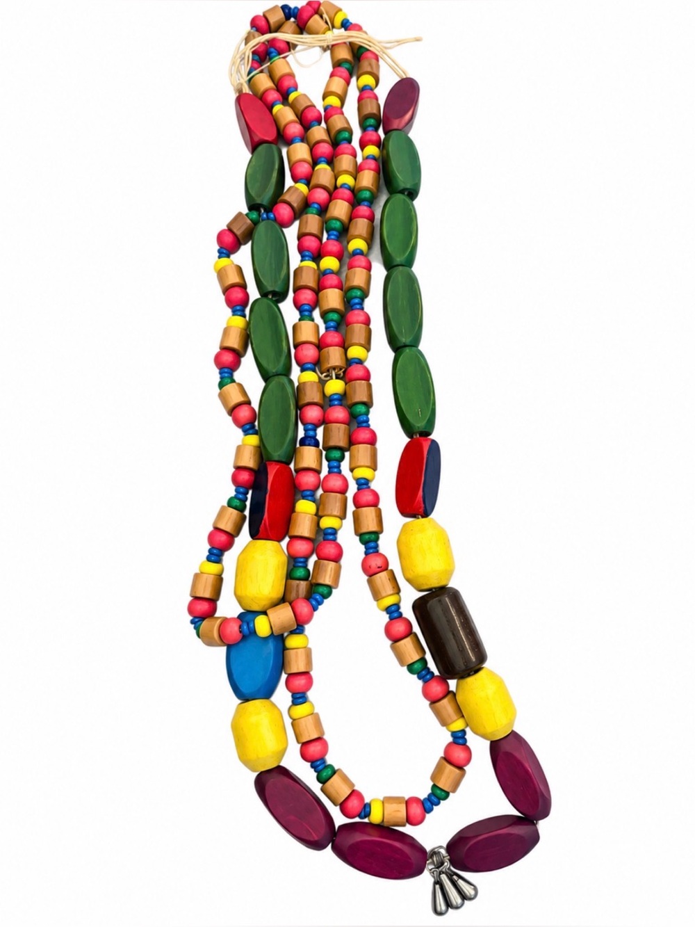 Handcrafted Multicolor Beaded Necklace - Vibrant Wood Beads